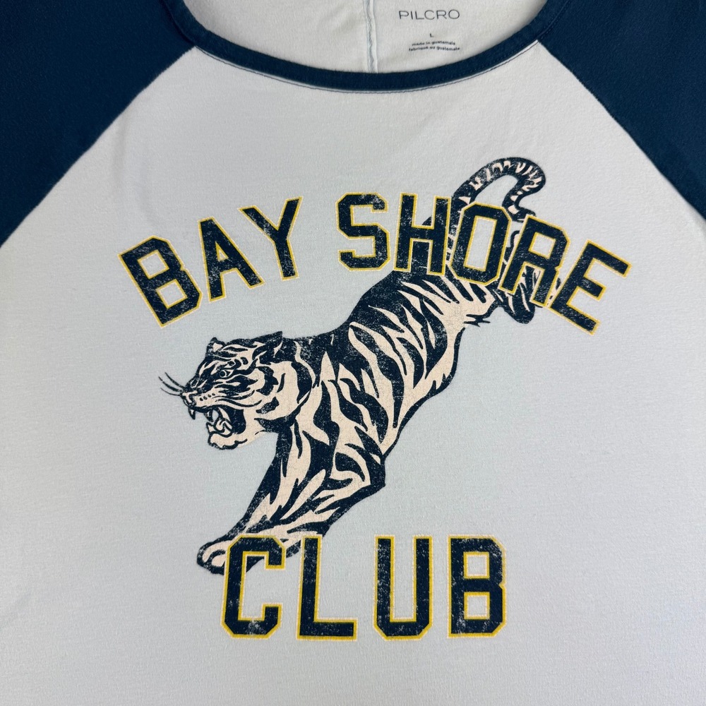 Pilcro Anthropologie Tiger Tee L Y2K Skater Streetwear Raglan Graphic Shirt